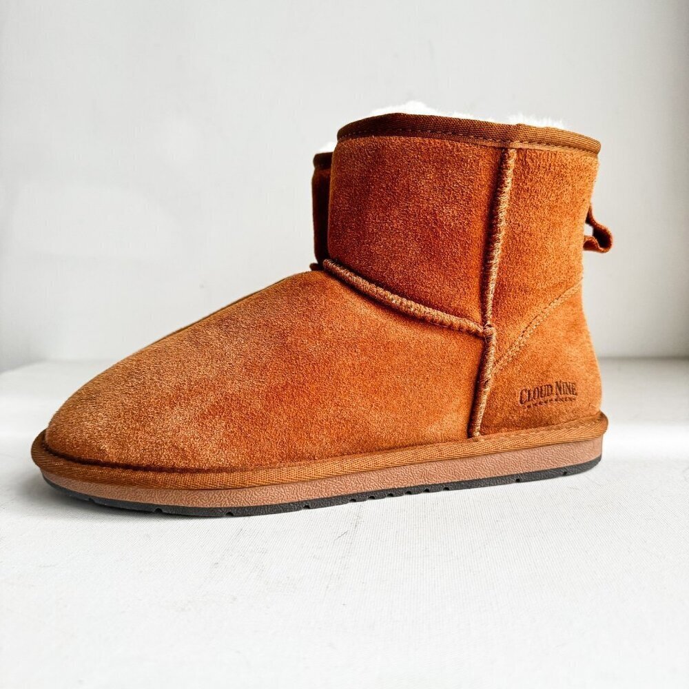 Cloud Nine Brown Suede Sheep Fur Wool Short Booties 11 - Picture 7 of 10